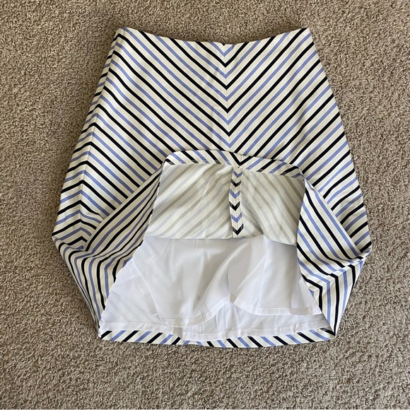 NWT Banana Republic Blue and White Midi A-Line Striped Skirt Lined, Zip, size 4 - Picture 6 of 7